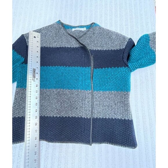 Bailey 44 Womens Textured Crop Jacket Medium Colorblock Faux Leather Trim Blue - Picture 3 of 9